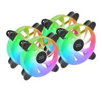 Mars Gaming MF-4A, Kit 4x 120mm ARGB Fans, 360° Frameless Lighting, Addressable RGB 5V 3Pin, Customizable Rainbow Effect, Ultra-quiet FDB Bearings, Dual Connector, Black