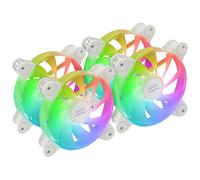 Mars Gaming MF-4A, Kit 4x 120mm ARGB Fans, 360° Frameless Lighting, Addressable RGB 5V 3Pin, Customizable Rainbow Effect, Ultra-quiet FDB Bearings, Dual Connector, White