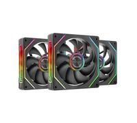 Mars Gaming MF-LINKFINITYKIT2, 3x Modular PWM 120mm Fan Kit, ARGB Infinity Mirror Lighting, LINKFINITY Modular System and Magnetic Connection, Flexible 2+1 Cable-Free Setup, Black