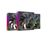 Mars Gaming MF-LINKFINITYKIT2R, 3x Modular PWM 120mm Fan Kit with Reverse Blades, ARGB Infinity Mirror Lighting, Magnetic LINKFINITY System, Flexible 2+1 Setup, Black