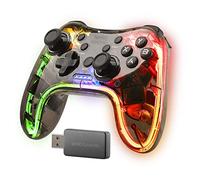 Mars Gaming MGP-24, Wireless 2.4GPRO Gamepad, Translucent Neon RGB Design, Dual Haptic Vibration, Analog Joysticks, Controller for PC, PS3, PS4, XBOX360, Raspberry Pi, Mac, Android, Transparent