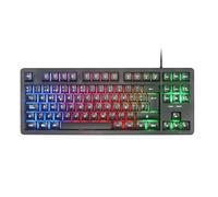 Mars Gaming MK023, Spanish Language, Gaming Keyboard TKL, Hybrid H-Mech Technology, FRGB Rainbow Illumination, Anti-ghosting, Universal Compatibility, Black