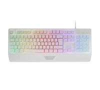 Mars Gaming MK124, Spanish Language, Ergonomic H-Mech Keyboard, Integrated Wrist Rest, FRGB Rainbow Lighting, Advanced Gaming Antighosting, Full Multiplatform PC Keyboard, White