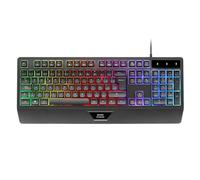 Mars Gaming MK124, Spanish Language, Ergonomic H-Mech Keyboard, Integrated Wrist Rest, FRGB Rainbow Lighting, Advanced Gaming Antighosting, Full Multiplatform PC Keyboard, Black