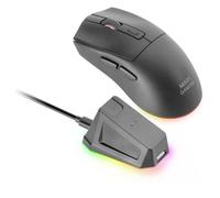 Mars Gaming MM-T3, Ultralight Wireless Mouse, Bluetooth 5.0 + 2.4 GHz + Cable, PIXART PAW3104PRO 14400 DPI Optical Sensor, Magnetic RGB Charging Dock, Huano Switches, Control Software, Black