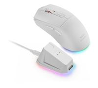 Mars Gaming MM-T3, Ultralight Wireless Mouse, Bluetooth 5.0 + 2.4 GHz + Cable, PIXART PAW3104PRO 14400 DPI Optical Sensor, Magnetic RGB Charging Dock, Huano Switches, Control Software, White