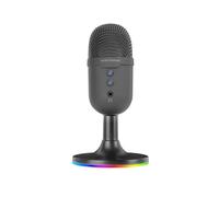 Mars Gaming MMIC-CX, Professional Studio Microphone, Compact ARGB Design, High Definition, ENC Noise Cancellation, Cardioid Condenser, Mute Button, USB Plug&Play, 3.5mm Jack, Black