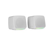 Mars Gaming MS-PRO, Compact Speakers 10W, Dynamic RGB Flow Lighting, PC Speaker with Control Box and 3.5mm Jack Input, Gaming Speakers Compatible with PC/Mac/Smartphone/Tablet, White