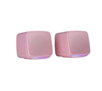 Mars Gaming MS-PRO, Compact Speakers 10W, Dynamic RGB Flow Lighting, PC Speaker with Control Box and 3.5mm Jack Input, Gaming Speakers Compatible with PC/Mac/Smartphone/Tablet, Pink