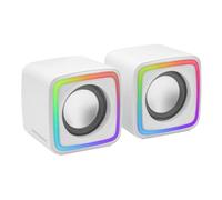 Mars Gaming MSCUBEW White, Compact RGB Gaming Speakers, 8W DSP Sound Processor, Volume Control