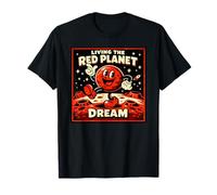 Mars Living The Red Planet Dream Funny Retro Cartoon Space T-Shirt