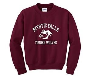 Mars NY Women's Men's Vampire Diaries Mistic Falls Salvatore 17 Crew Neck Sweatshirt (Small) Maroon