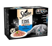 Mars Pet Things Sheba Fine Flakes Cat Pouches Fish Selection In Gravy 12x85g (Pack of 4)