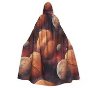 Mars Planet Print Adults Hooded Cloak, Halloween Robe Hooded Cape Witch Wizard Cosplay Costumes For Men Women