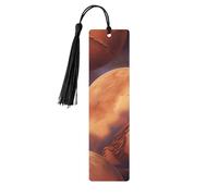 Mars Planet Print Reading Page Markers Wooden Bookmarks, 5pcs Wood Bookmarks with Tassels, Gifts for Men Women
