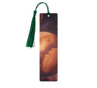 Mars Planet Print Wooden Bookmarks Colorful Tassels,Decor Crafts,Book Lovers' Delight Accessories