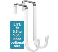 Mars-Rock Over The Door Hooks 2 Pcs White Rubber Coating L=5.5" for 1 3/8" Door Hanging Bathroom Closet Cabinet Hangers for Towel Coat Robe Clothes Rack Ironing Board Wreath Heavy Duty Holder