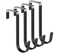 Mars-Rock Over The Door Metal Hooks with Plastic Coating 5.5" Fit 0.5" to 1 3/8" Door 4 Pcs Heavy Duty Single Towel Robe Rack Wreath Bathroom Shower Hanger Shoe Organizer Ironing Board Short Black