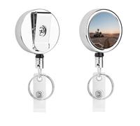 Mars Sunset Retractable Work Badge Holder Keychain Badge Reel 24.4" Cord & 360° Swivel Alligator Clip Heavy Duty Id Name Tag Holder for Nurses Doctors Teachers Office Workers