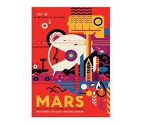 Mars Tourism Retro Nasa Space Grand Tour Travel Art Poster, Planet Travel Prints, Vintage Astronomy Home Decor, Astronaut Space Print, Archival Matte, A5 (Print Only) - 21x14.8cm