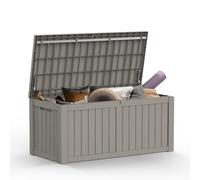 Mars Villa 119 Gallon Outdoor Storage Box, Large Resin Deck Box Waterproof, Storage Bin for Outside Patio Furniture Cushions, Pool Supplies, with Hydraulic Hinge, UV Resistant and Weatherproof, Greige