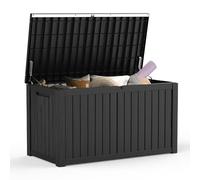 Mars Villa 180 Gallon Outdoor Storage Box, Large Resin Deck Box Waterproof, Storage Bin for Outside Patio Furniture Cushions, Pool Supplies, with Hydraulic Hinge, UV Resistant and Weatherproof, Black
