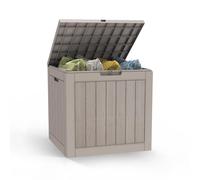 Mars Villa 31 Gallon Deck Box, Outdoor Storage Box Waterproof, Outside Resin Storage Bin for Outdoor Patio Cushions, Pool Supplies, Garden Tools, UV-Resistant and Weatherproof, Light Brown