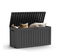 Mars Villa 72 Gallon Deck Box, Outdoor Storage Box Waterproof, Outside Resin Storage Bin for Patio Furniture Cushions, Pool Supplies, Garden Tools, UV-Resistant and Weatherproof, with 4 Wheels, Black
