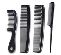 Mars Wellness 4 Piece Professional Comb Set Black - USA MADE - Fine Pro Tail Combs, Dresser Hair Comb Styling Comb - Premium Grade for Men and Women - Parting Teasing and Styling