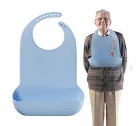 MARS WELLNESS Adult Bibs for Elderly -Comfortable and Easy to Clean Silicone Bibs for Adults with Easy to Use Button Closure and Bottom Crumb/Liquid Catcher, Dishwasher Safe