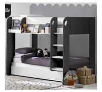 mars wooden bunk bed with underbed in charcoal and white