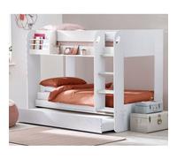 mars wooden bunk bed with underbed in pure white effect