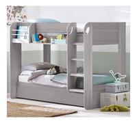 mars wooden children bunk bed with ladder in grey oak