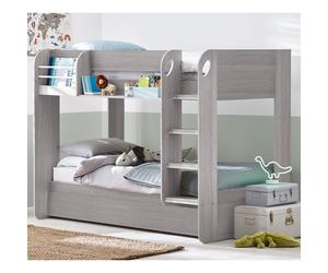 mars wooden children bunk bed with ladder in grey oak