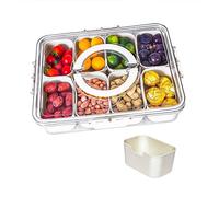 MARSAI Large 8 Compartments Snack Box with Lid & Handle, Divided Serving Snack Tray, Snacks Box with 8 Removable Compartments, Portable Food Storage Container Organier for Picnic Party Travel