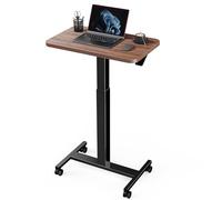 Marsail Mobile Standing Desk, Wider Height Adjustable Computer Desk, Rolling Sit Stand Desk with 4 Lockable Wheels, Desk for Home Office and Classroom, Walnut