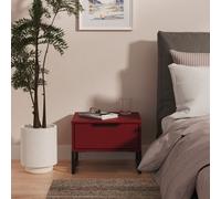 Ready Assembled 2 U Fuji 1 Drawer Bedside (Ready Assembled) in Dark Red Ready Assembled 2 U Dark Red