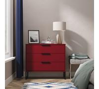 Ready Assembled 2 U Fuji 3 Drawer Chest (Ready Assembled) in Dark Red Ready Assembled 2 U Dark Red