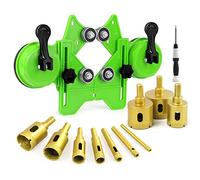 MARSBASE Diamond Hole Saw Kit, 10 PCS Dry/Wet Brazing Tile Core Guide Jig Hollow Drill Bits Sets with Double Suction Cups for Ceramic, Glass, Porcelain, Marble, Granite