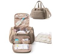 Marscamd Quilted Breast Pump Bag Compatible with Spectra S1 and S2, Pumping Bag with Cooler Compartment and a Drying Mat, Camel