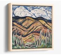 Marsden Hartley, The Beginning of New Mexico Canvas Floater Frame Square Print Picture Art - Light Oak Frame 30 inch wide x 30 inch high