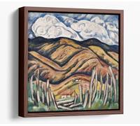 Marsden Hartley, The Beginning of New Mexico Canvas Floater Frame Square Print Picture Art - Walnut Frame 30 inch wide x 30 inch high