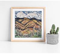 Marsden Hartley, The Beginning of New Mexico Stunning Framed Wall Art Picture Print Square - 35cm wide x 35cm high - Light Oak Frame