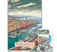Marseille 1000 Piece Jigsaw Puzzle for Adults And Teenagers,Quiz Game Wall Decoration Unique Birthday And Xmas Gifts 50x75cm