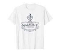Marseille France Ornate Fleur-De-Lis Navy Print Value Graphic T-Shirt