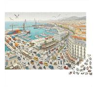 Marseille Harbor Jigsaw Puzzle 1000 Piece Recyclable Material Bustling Urban Puzzles for Elderly Relieve Senile Dementia Fun Activity Great Gift Idea 70x50cm/1000pcs