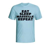 Marseille Junior Eat Sleep Repeat T-Shirt in Light Blue | Size: 3-4 Years Marseille Light Blue 3-4 Years