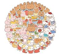 MARSFORCE Kawaii Bear Rabbit Cat Stickers Set, Cute Decals for Kids Teens, Waterproof Vinyl Sticker Set for Laptop Water Bottle Skateboard Scooter Bike Bumper Helmet Luggage Suitcase Guitar [50 PCS]