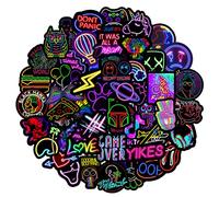 MARSFORCE Neon Stickers, Cool Graffiti Stickers for Teens Adult, Waterproof Vinyl Decals for Laptop Water Bottles Skateboard Bike Car Helmet Travel Luggage Guitar Toy Phones DIY Party [50 PCS]