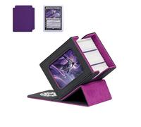 Marsguard MTG Deck Box with 2 card dividers, holds over 100+ single-sleeved cards, PU leather case for TCG(Black) (Black&Purple, 120+)